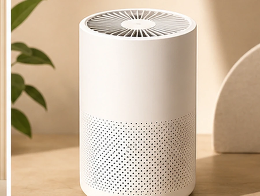 Editorial illustration representing Levoit Core 300S-P Smart Air Purifier